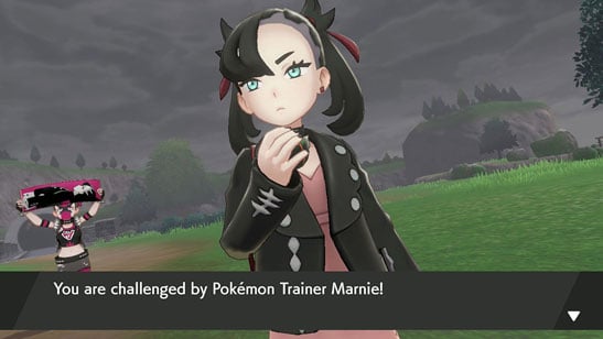 A screenshot of Marnie from Pokemon Sword and Shield.