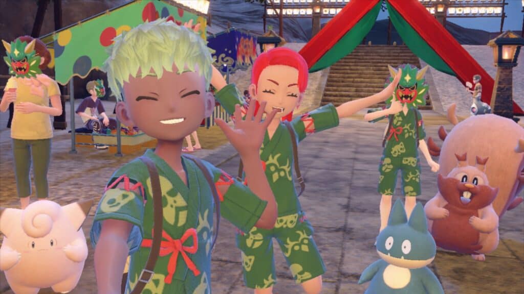 A promotional image for Pokémon Scarlet and Violet's The Teal Mask DLC.