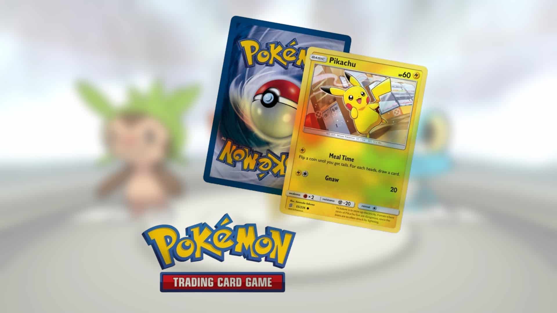 The official logo of Pokemon: Trading Card Game and an in-game screenshot from Pokemon X.