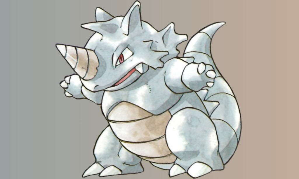 An image of Rhydon from Pokemon Red, Green, and Blue