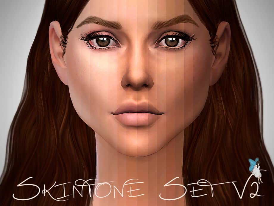 A promotional image for The Sims 4 Skintone Set V2 mod.