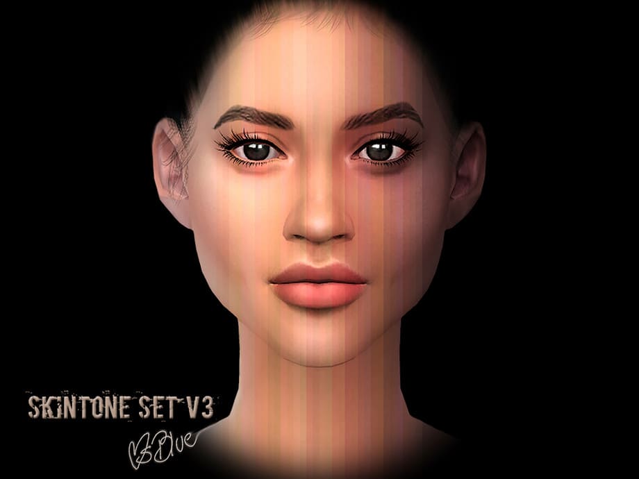 A promotional image for The Sims 4 Skintone Set V3 mod.