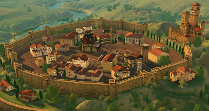An aerial view of Monte Vista from The Sims 3 store.