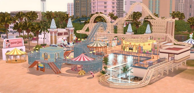 Aerial shot of The Boardwalk from The Sims 3 store.