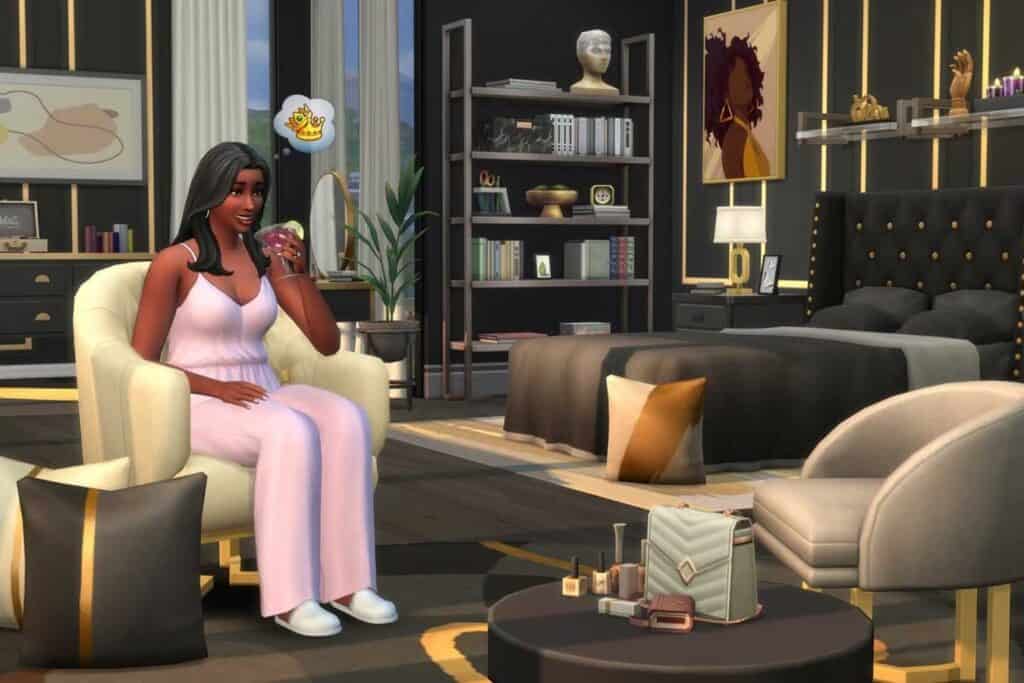 A screenshot showcasing The Sims 4 Modern Luxe Kit