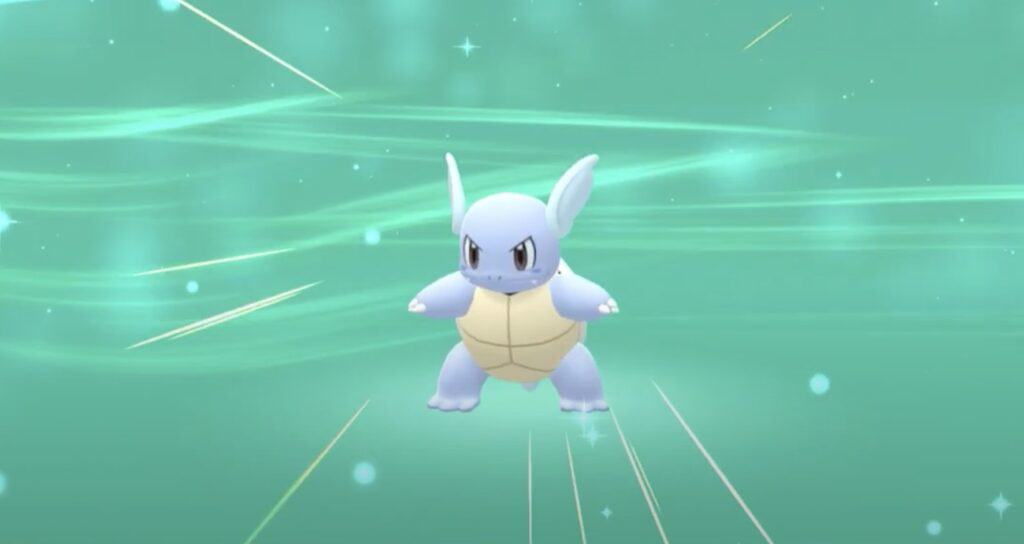 A Squirtle evolving into Wartortle