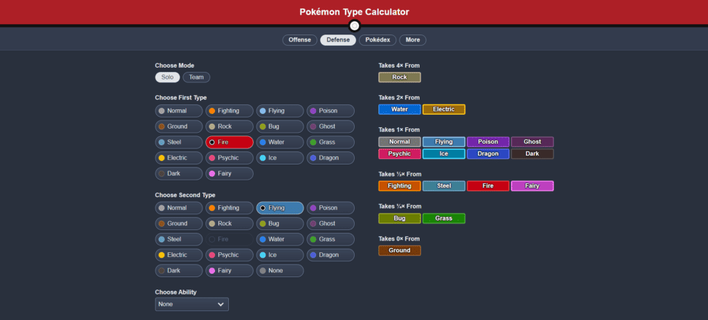 Pokemon calculator