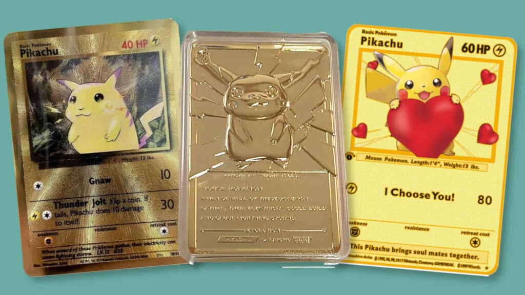 Pokemon TCG Gold Cards with Pikachu