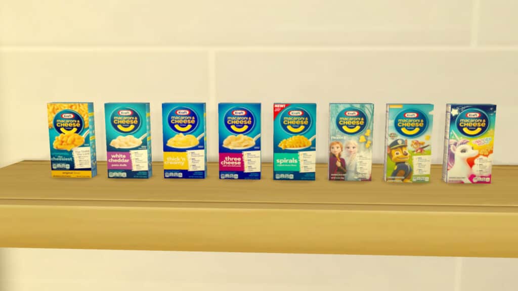 Kraft mac and cheese Sims mod promo