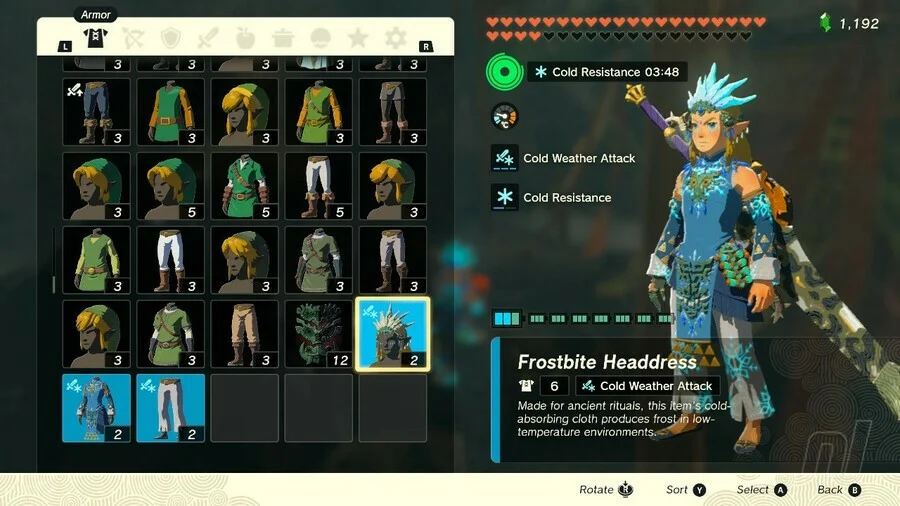 Legend of Zelda: Tears of the Kingdom Frostbite armor