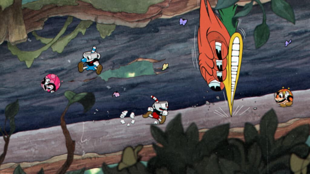 Two player gameplay in Cuphead: Don’t Deal with the Devil..