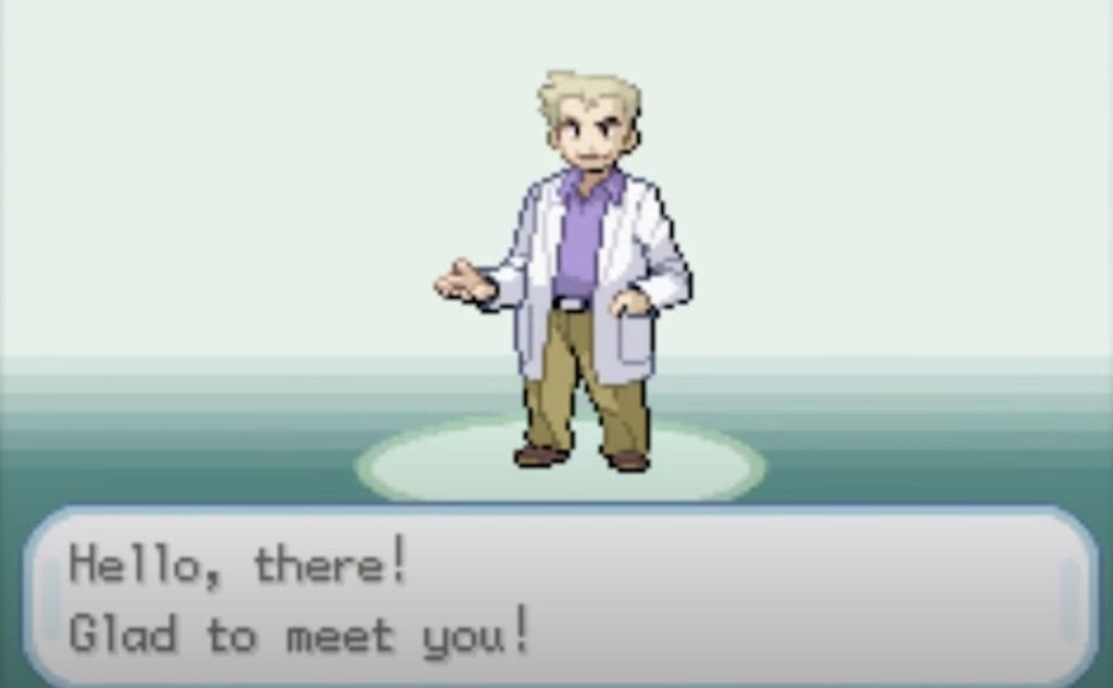 Players meet Professor Oak in Pokemon FireRed