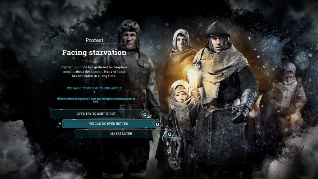 Difficult choices plague your mission throughout Frostpunk.