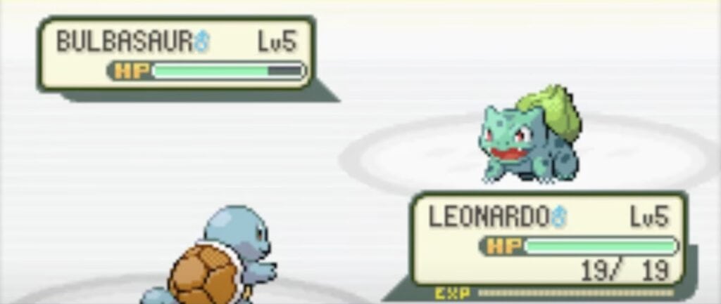 Squirtle and Balbasaur battle in FireRed