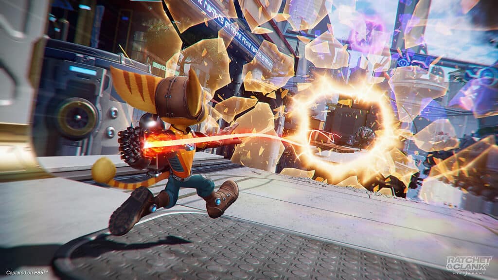 A PlayStation promotional image for Ratchet & Clank: Rift Apart.