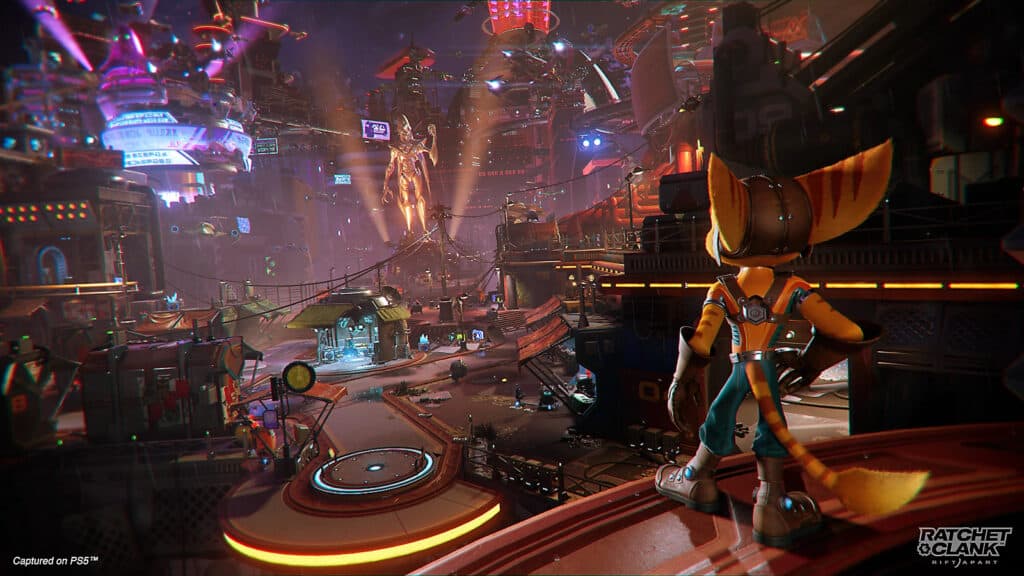 A PlayStation promotional image for Ratchet & Clank: Rift Apart.