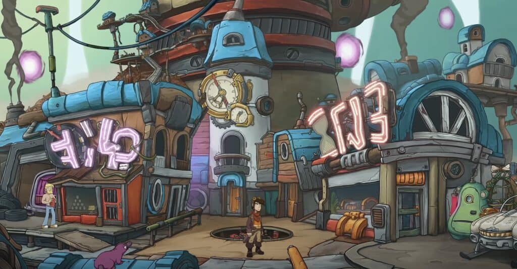 Rufus standing on Deponia