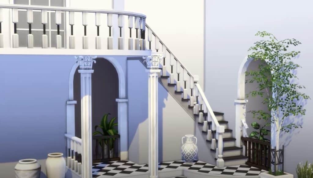 A fancy staircase in The Sims 4