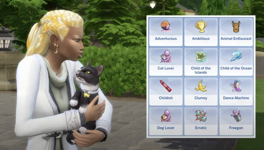 Custom traits mod for The Sims 4