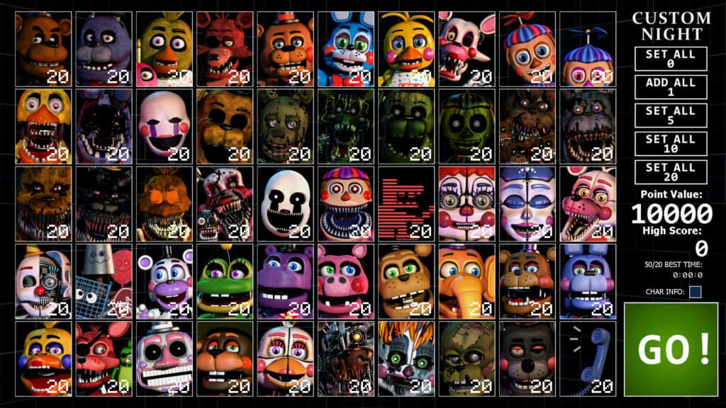 Ultimate Custom Night bears a massive roster from all the games that came before.