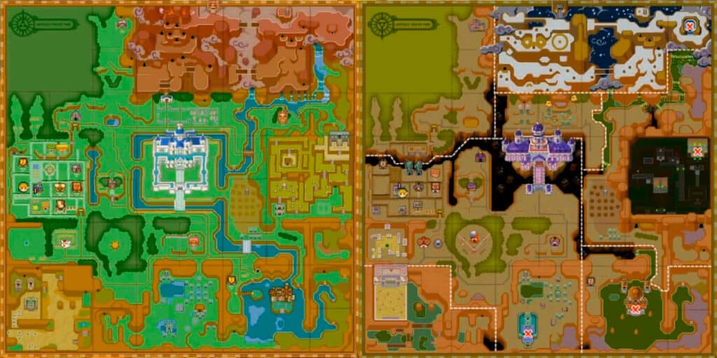 The Legend of Zelda: A Link Between Worlds map