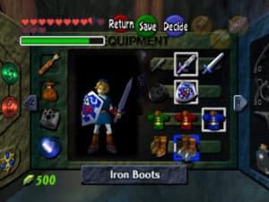 Zelda: Ocarina of Time inventory screen