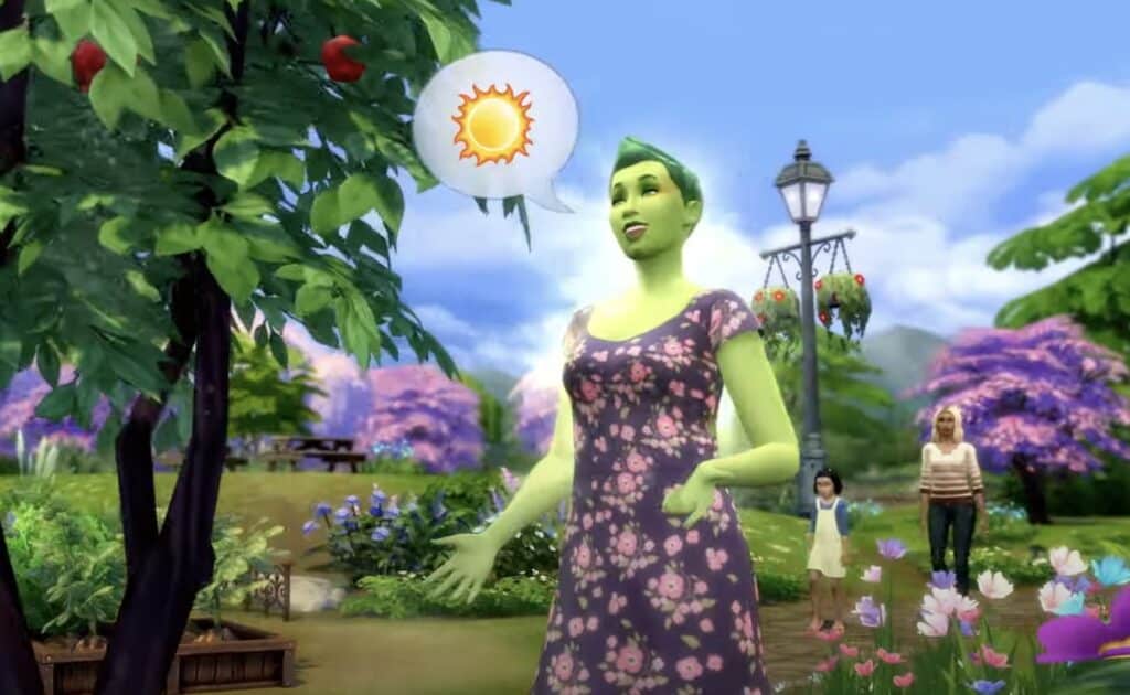 An alien in The Sims 4