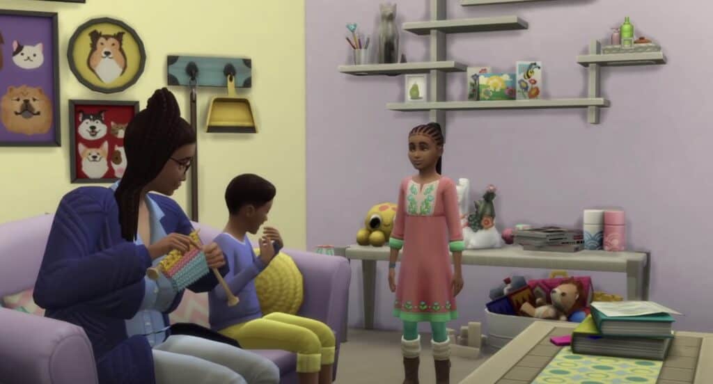 A family in The Sims 4