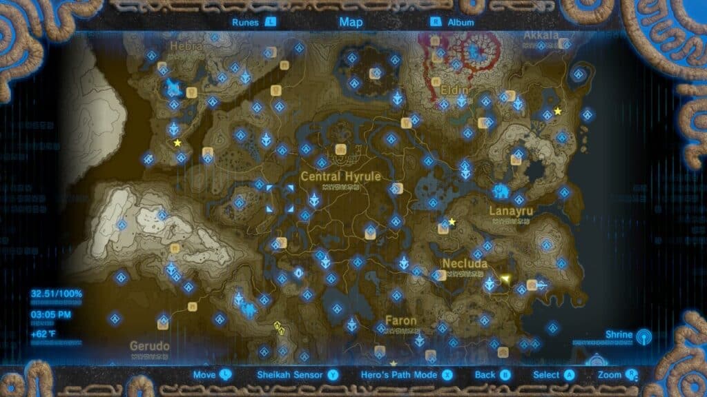 The Legend of Zelda: Breath of the Wild map