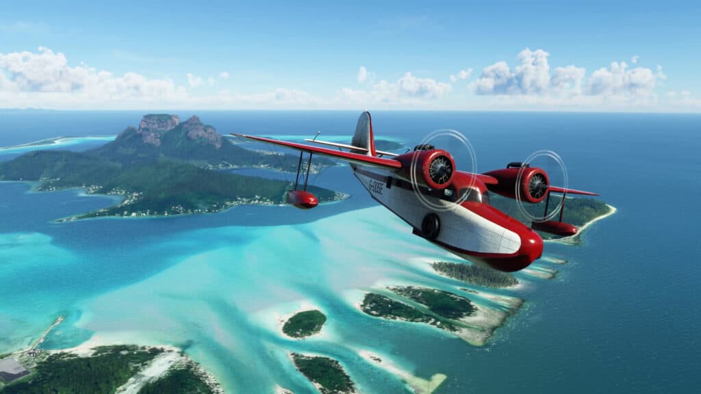 A Steam promotional image for Microsoft Flight Simulator.