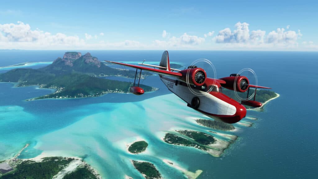 A Steam promotional image for Microsoft Flight Simulator.