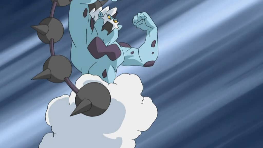 Thundurus displays the odd spiked tail which is part of its intimidating silhouette.