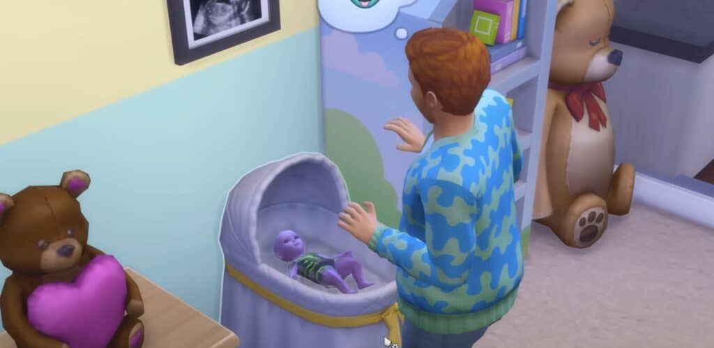 An alien baby in The Sims 4