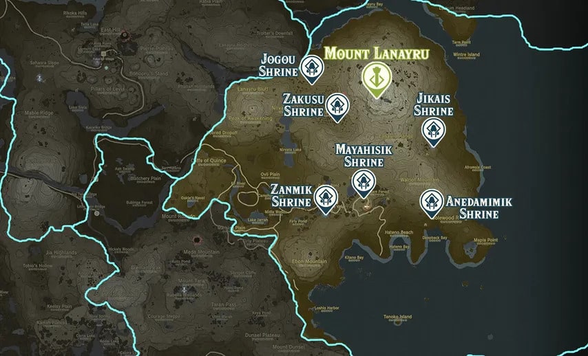 Mount Lanayru shrine map