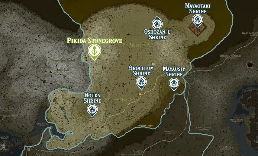 Pikida Stonegrove shrine map