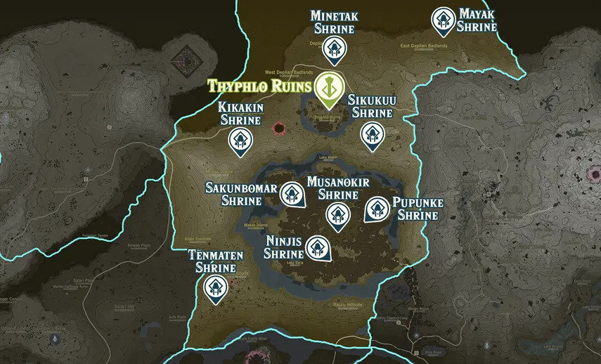 Typhlo Ruins shrine map