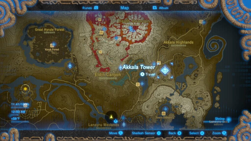 Breath of the Wild Akkala Tower location