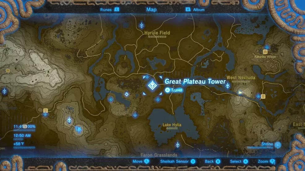 Breath of the Wild Great Plateau Tower location