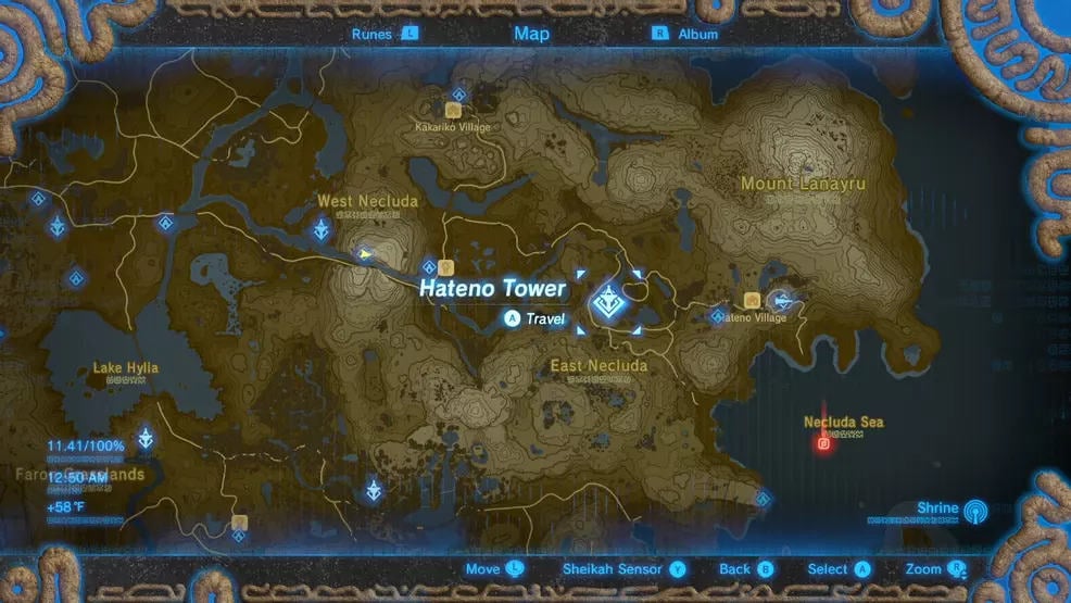 Breath of the Wild Hateno Tower location