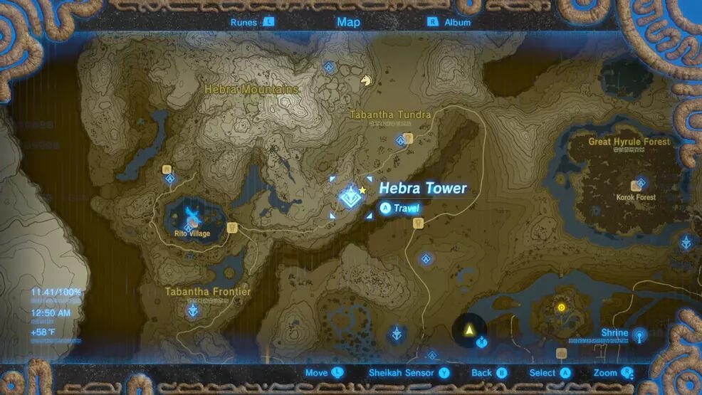 Breath of the Wild Hebra Tower location
