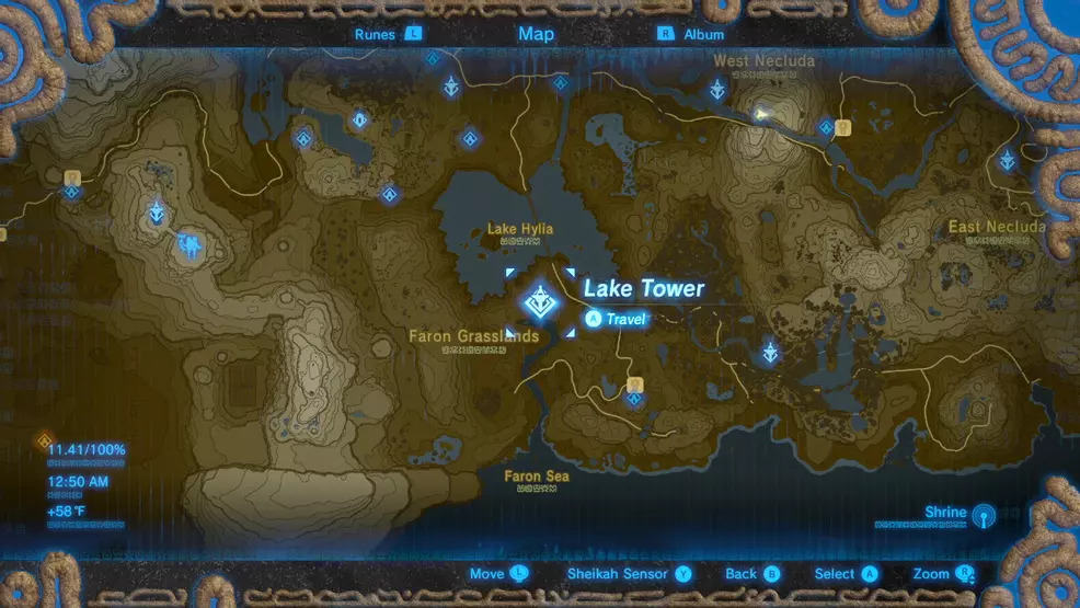 Breath of the Wild Lake Tower location