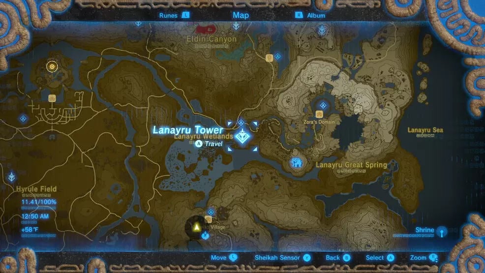 Breath of the Wild Lanayru Tower location