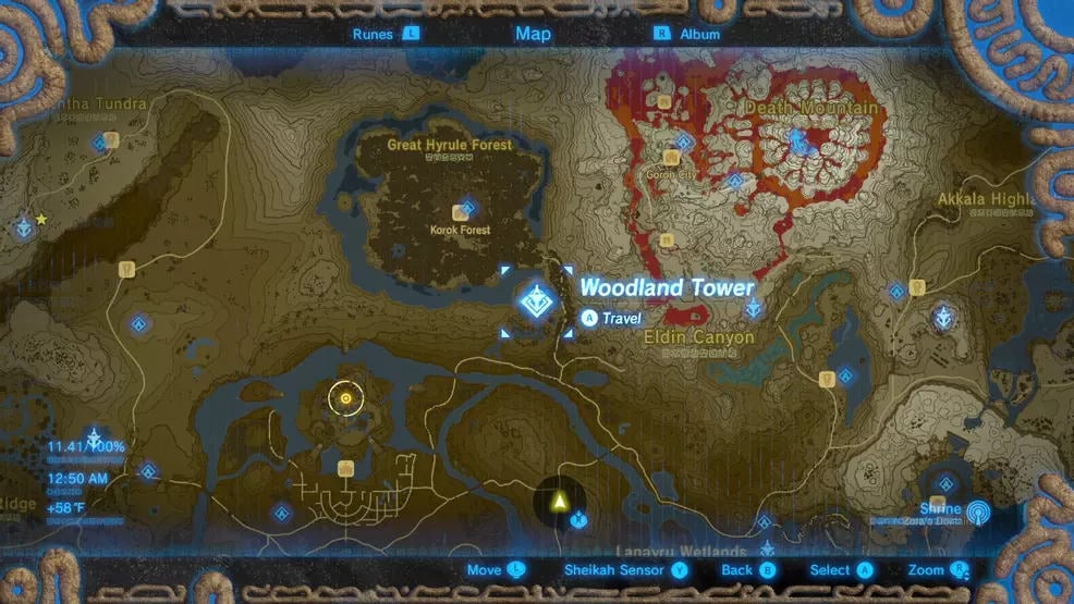 Breath of the Wild Woodland Tower location