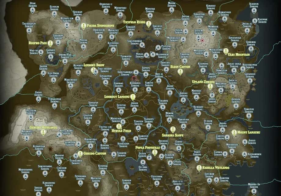 Tears of the Kingdom shrine map