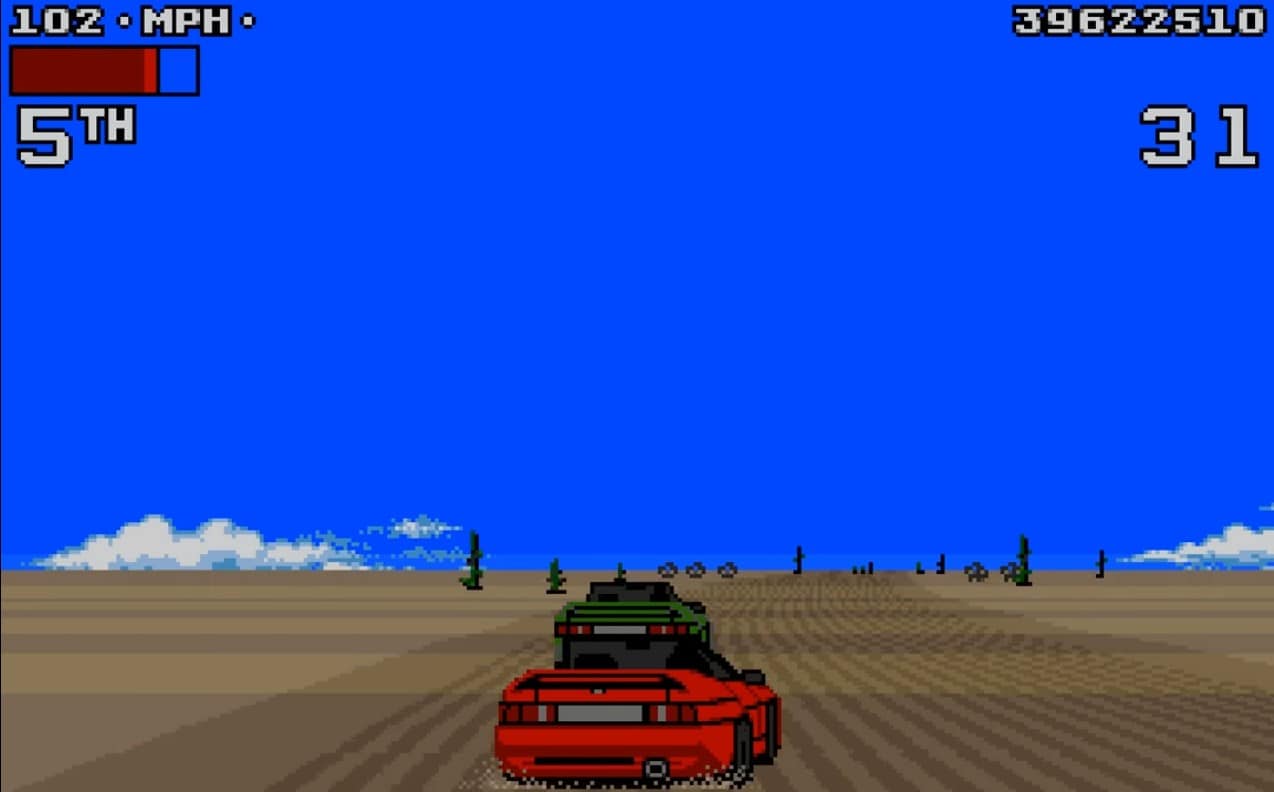 Desert track in Lotus Turbo Challenge 2.