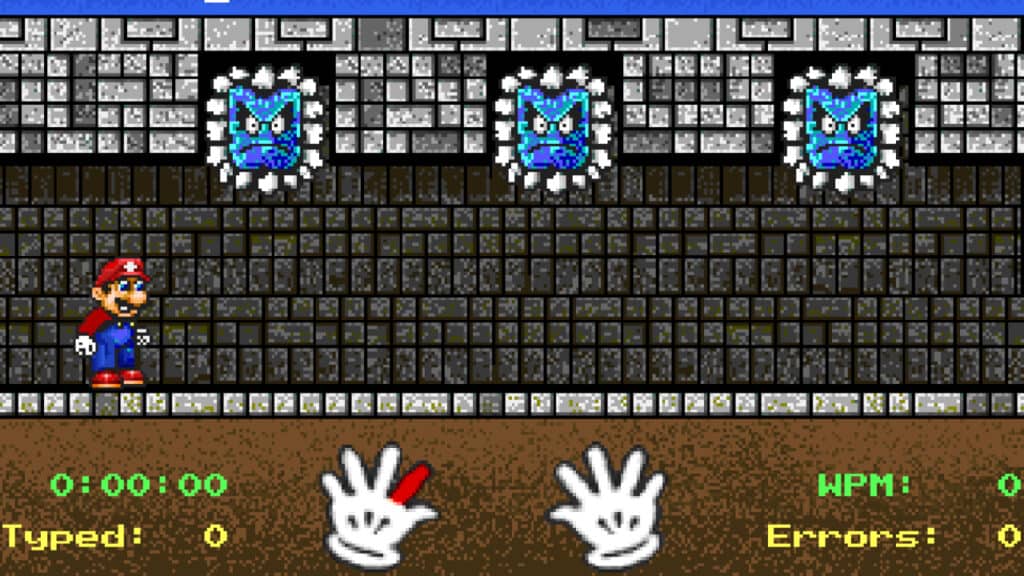 An in-game screenshot from Mario Teaches Typing.