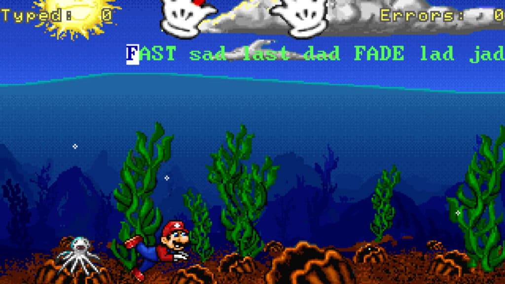 An in-game screenshot from Mario Teaches Typing.