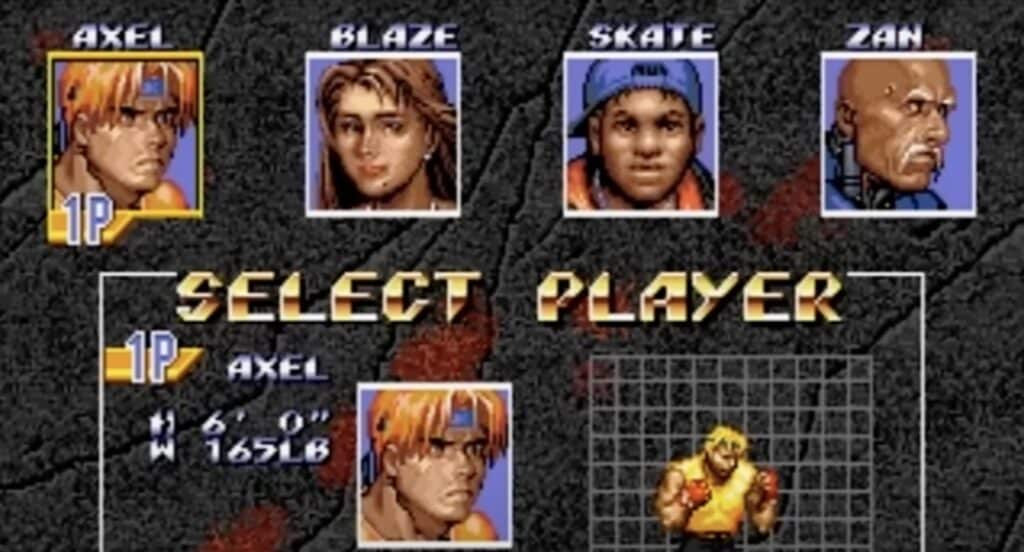 Streets of Rage 3 character selection