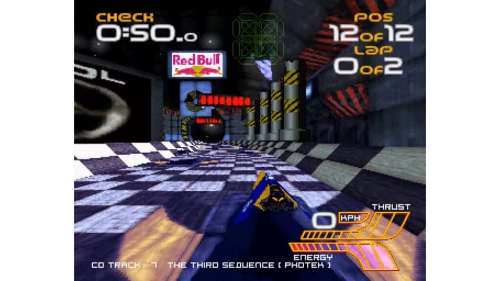 An in-game screenshot from Wipeout 2097.