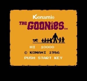 The title screen of The Goonies Nes version.